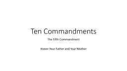 Ten  Commandments The Fifth Commandment