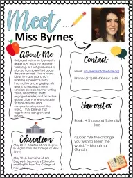 Miss Byrnes Hello and welcome to seventh grade ELA! This is my first year teaching, as