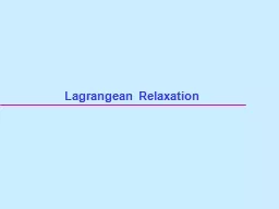 Lagrangean   Relaxation 2