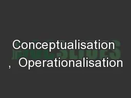 Conceptualisation ,  Operationalisation