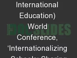 AIE (Alliance for International Education) World Conference, ‘Internationalizing Schools: