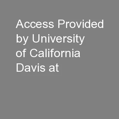 Access Provided by University of California Davis at
