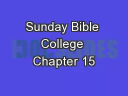 Sunday Bible College Chapter 15
