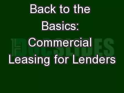 Back to the Basics: Commercial Leasing for Lenders