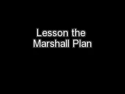 Lesson the Marshall Plan