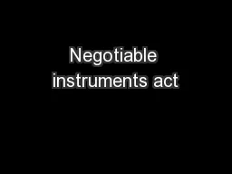 Negotiable instruments act
