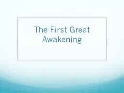 The First Great Awakening
