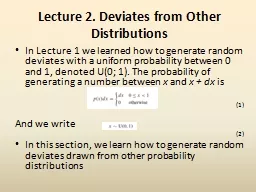 Lecture 2.  Deviates from Other Distributions