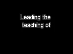 Leading the teaching of