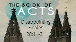 Disappointing Finales 28:11-31