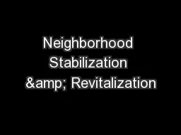 Neighborhood Stabilization & Revitalization