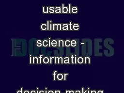 Project IAI-CRN3035 Towards usable climate science - information for decision-making and