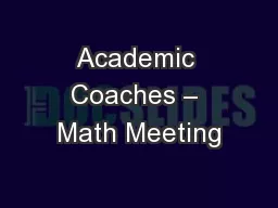 Academic Coaches – Math Meeting