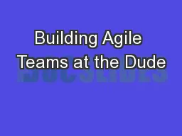 Building Agile Teams at the Dude