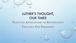 Luther’s thought,  Our Times