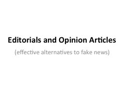 Editorials and Opinion Articles