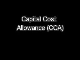 Capital Cost Allowance (CCA)