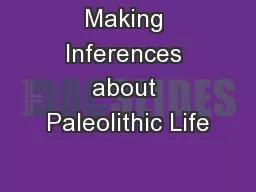 Making Inferences about Paleolithic Life