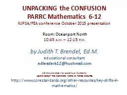 UNPACKING the CONFUSION PARRC Mathematics 6-12