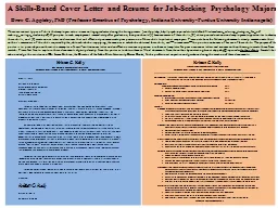 A Skills-Based Cover Letter and Resume for Job-Seeking Psychology Maj