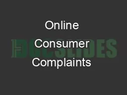 Online Consumer Complaints 
