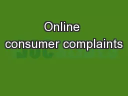 Online consumer complaints