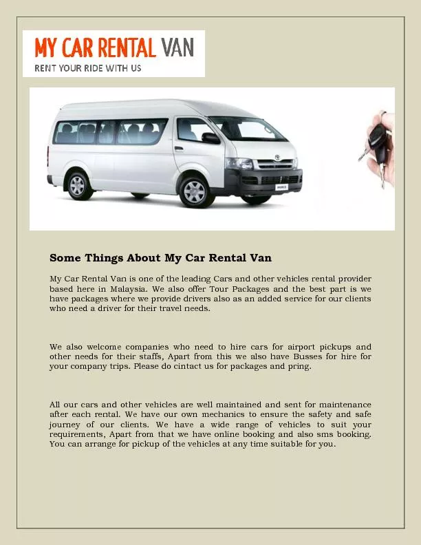 Van Rental In Klang Valley