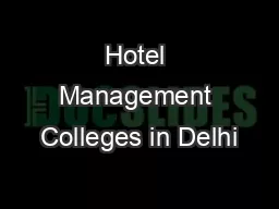 Hotel Management Colleges in Delhi