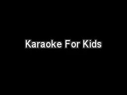 Karaoke For Kids