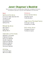 Janet Chapmans Booklist Newest elease s are listed fir