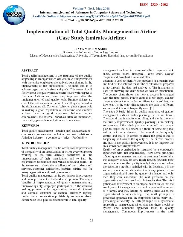 Implementation of Total Quality Management in Airline (Case Study Emirates Airline)
