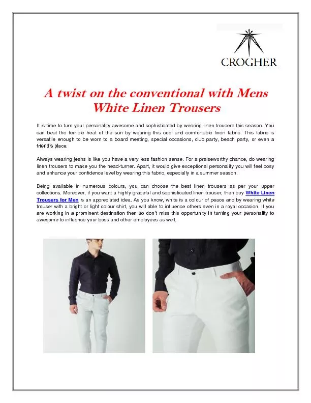 Mens White Linen Trousers