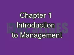 Chapter 1 Introduction to Management