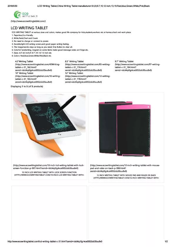 LCD Writing Tablet,China Writing Tablet manufacturer8.5,9,9.7,10,12 inch,13,15Red,blue,Green,White,Pink,Black