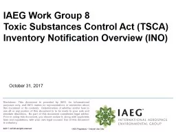 IAEG Work Group 8 Toxic Substances Control Act (TSCA)