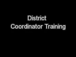 District Coordinator Training