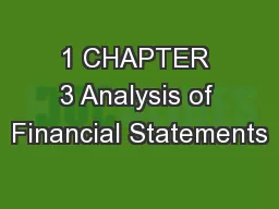1 CHAPTER 3 Analysis of Financial Statements