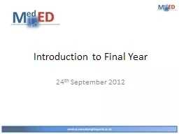 Introduction to Final Year