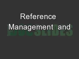 Reference Management  and