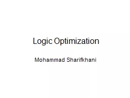 Logic Optimization Mohammad Sharifkhani