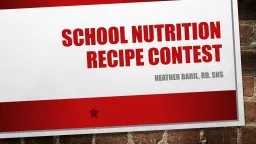School Nutrition Recipe contest