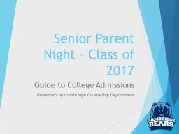 Senior Parent Night – Class of 2017