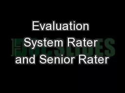 Evaluation System Rater and Senior Rater