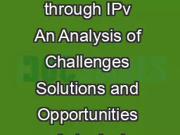 The Internet of Everything through IPv An Analysis of Challenges Solutions and Opportunities