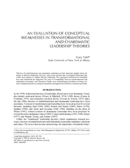 AN EVALUATION OF CONCEPTUAL WEAKNESSES IN TRANSFORMATI