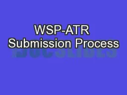 WSP-ATR Submission Process