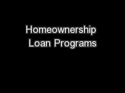 Homeownership Loan Programs