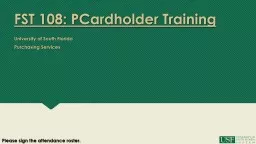 FST 108: PCardholder Training