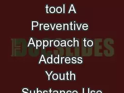 SBIRT – a tool A Preventive Approach to Address Youth Substance Use
