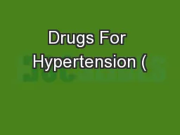 Drugs For Hypertension (